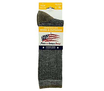 Diamond Series Crew —  Gray / Coyote Brown - Sock Size L/XL - Shoe Size - 6 to 14