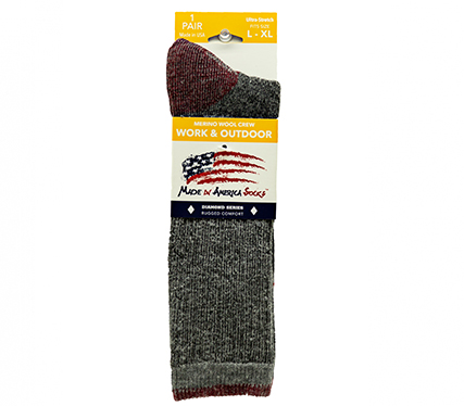 Diamond Series Crew —  Gray / Cardinal - Sock Size L/XL - Shoe Size - 6 to 14