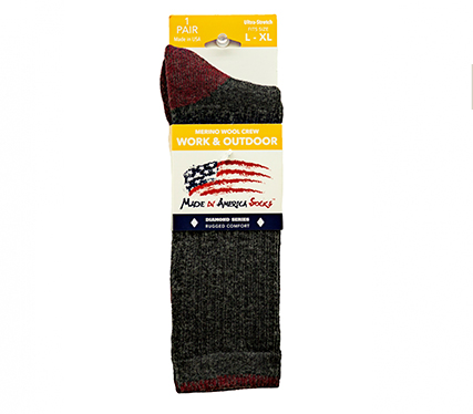 Diamond Series Crew —  Charcoal / Cardinal - Sock Size L/XL - Shoe Size - 6 to 14