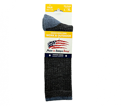 Diamond Series Crew —  Charcoal / Denim- Sock Size L/XL - Shoe Size - 6 to 14