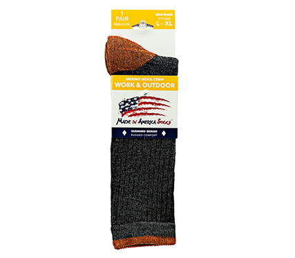 Diamond Series Crew —  Charcoal / Rust - Sock Size L/XL - Shoe Size - 6 to 14