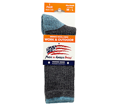 Diamond Series Crew —  Charcoal / Colombia Blue - Sock Size M/L - Shoe Size - 4 to 11